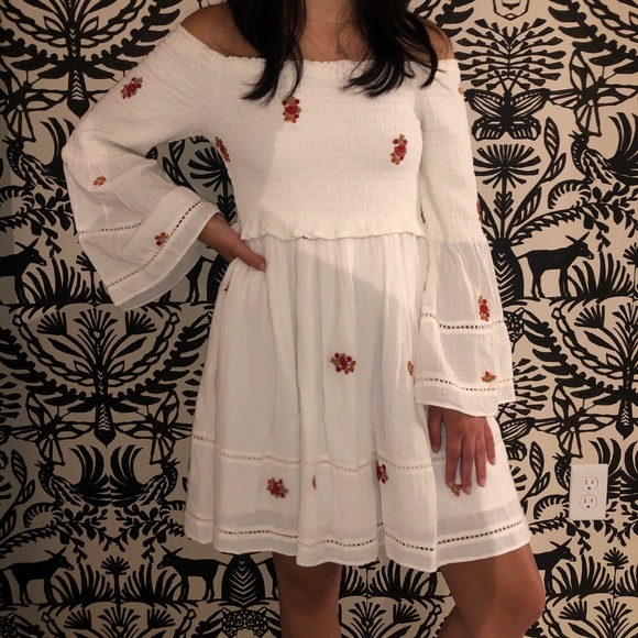 free people white embroidered dress